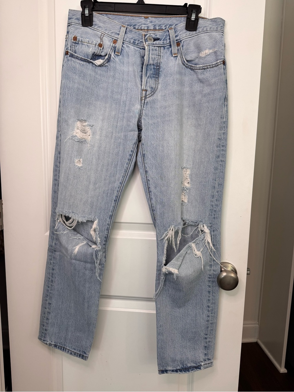 Levi's Light Blue Distressed Boyfriend Jeans